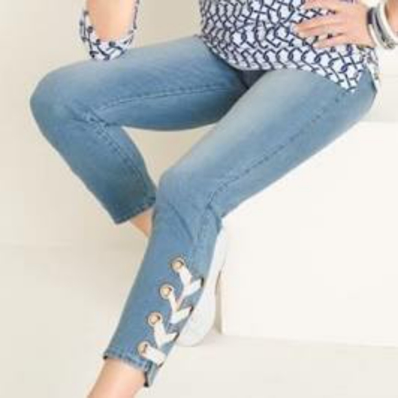 Chico's Denim - Chico's Slimming Lace Up Girlfriend Jeans  Size 4R